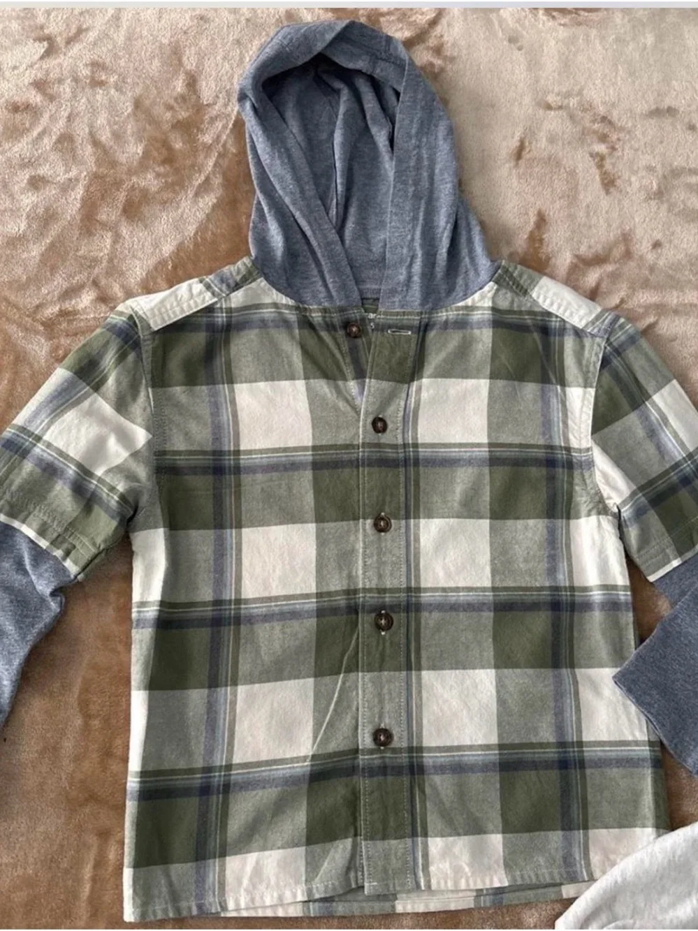 Carter's Plaid Button-Front Hooded Shirts - Green, Blue, Olive